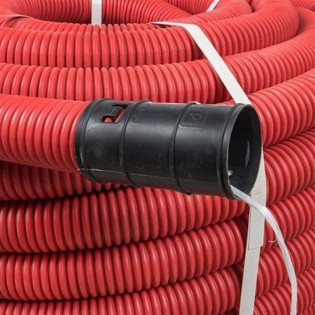 Труба гофр. двустенная ПНД/ПНД гибкая с протяжкой d50 мм (50 м) красная EKF-Plast