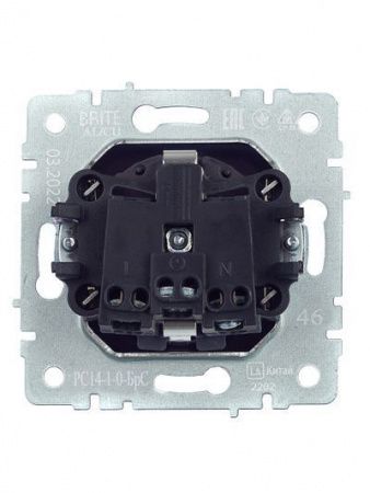 BRITE Розетка 1-местная с заземлением с защитными шторками 16А РС14-1-0-БрС сталь IEK