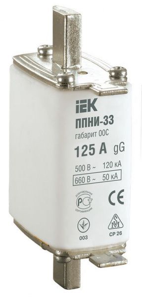 Плавкая вставка предохранителя ППНИ-33 габарит 00С 125А IEK