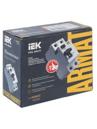 ARMAT Выключатель дифференциального тока R10N 2P 63А 30мА тип AC IEK