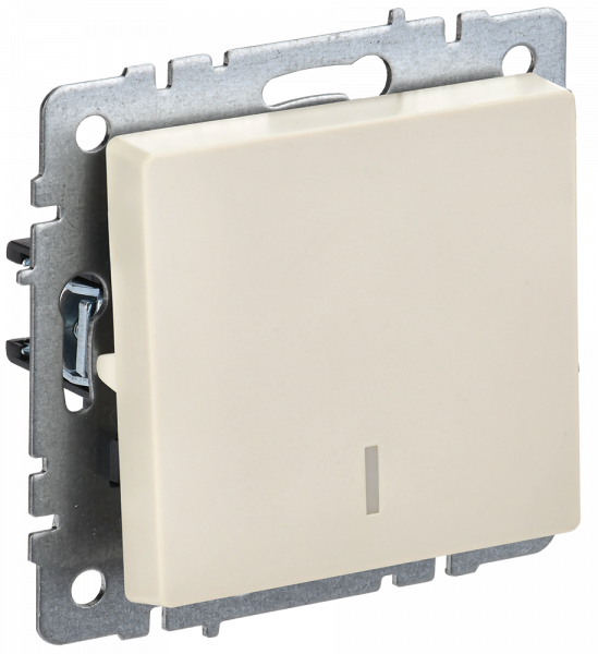 BRITE Выключатель 1-клавишный с индикацией 10А ВС10-1-1-БрКр бежевый IEK