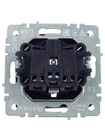 BRITE Розетка 1-местная с заземлением с защитными шторками 16А РС14-1-0-БрГ графит IEK