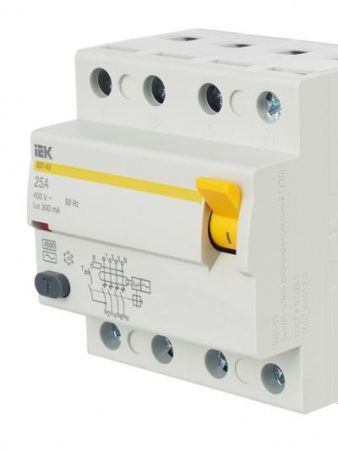 Выключатель дифференциальный (УЗО) ВД1-63 4Р 25А 300мА IEK