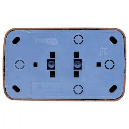 Розетка 2-местная ОП Минск 16А с заземлением тёмное дерево EKF