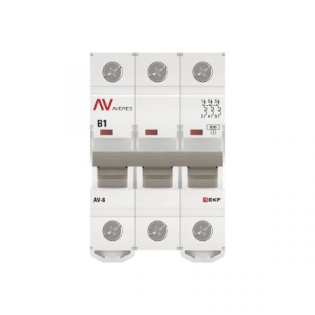 Выключатель автоматический AV-6 3P 1A (B) 6kA  EKF AVERES