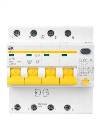KARAT Дифференциальный автомат АД14 4P 25А 30мА тип AC IEK