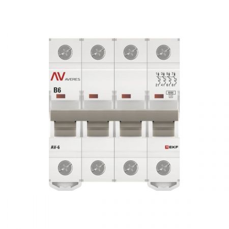 Выключатель автоматический AV-6 4P 6A (B) 6kA EKF AVERES