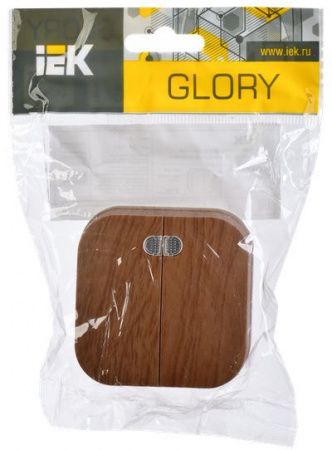 GLORY Выключатель 2-клавишный для открытой установки с индикацией 10А ВС20-2-1-ХД дуб IEK