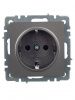 BRITE Розетка 1-местная с заземлением с защитными шторками 16А РС14-1-0-БрС сталь IEK