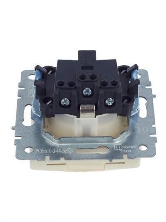 BRITE Розетка 1-местная с заземлением с защитными шторками и крышкой 16А IP44 РСбш10-3-44-БрКр бежевый IEK