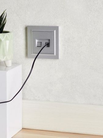 BRITE Розетка двойная RJ11+RJ45 кат.5E РК/Т12-БрА алюминий IEK