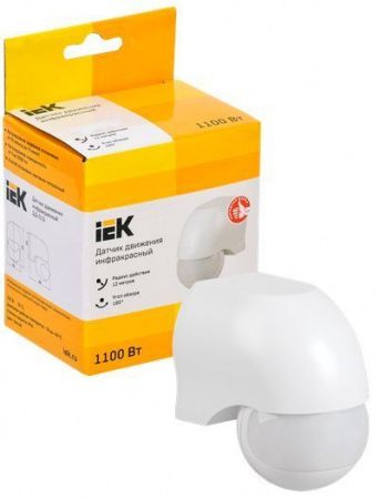 Датчик движения ДД-010 1100Вт 180град 10м IP44 белый IEK