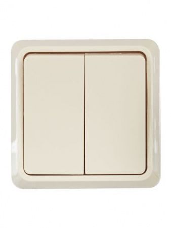 OKTAVA Выключатель 2-клавишный для открытой установки 10А ВС20-2-0-ОКм кремовый GENERICA