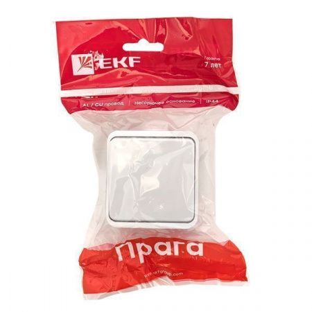 Прага Выключатель 1-клавишный 10А IP44 белый EKF