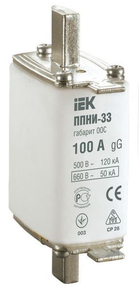 Плавкая вставка предохранителя ППНИ-33 габарит 00С 100А IEK