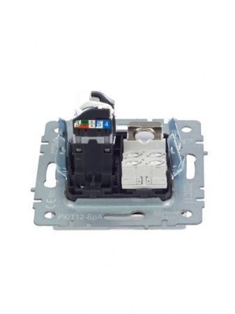 BRITE Розетка двойная RJ11+RJ45 кат.5E РК/Т12-БрА алюминий IEK