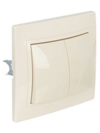 KVARTA Выключатель 2-клавишный 10А ВС10-2-0-ККм кремовый GENERICA