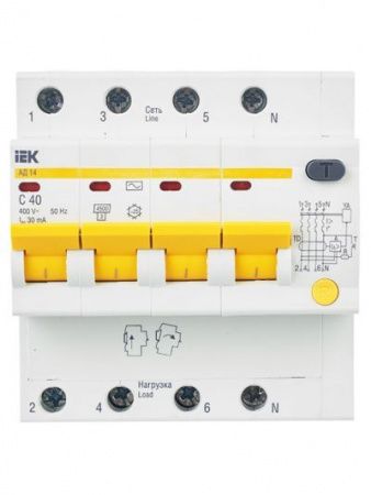 KARAT Дифференциальный автомат АД14 4P 40А 30мА тип AC IEK