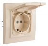 Минск Розетка 1-местная СП с/з с крышкой 16А бежевая с защ. штор. IP44 EKF