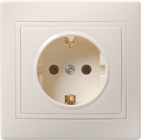 KVARTA Розетка 1-местная с заземлением с защитными шторками 16А РСш10-3-ККм кремовый GENERICA