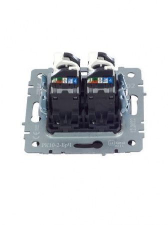 BRITE Розетка компьютерная двойная RJ45 кат.5E РК10-2-БрЧ черный IEK