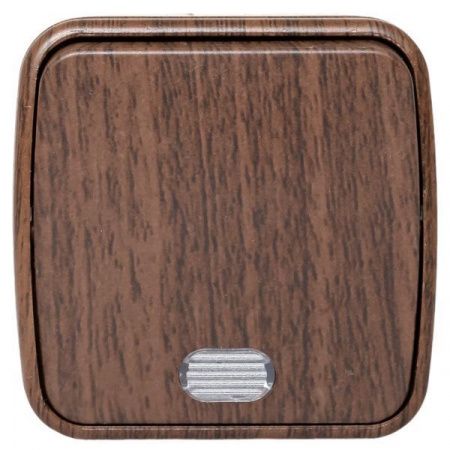 Выключатель 1-клавишный ОП Минск 10А с индикатором тёмное дерево EKF