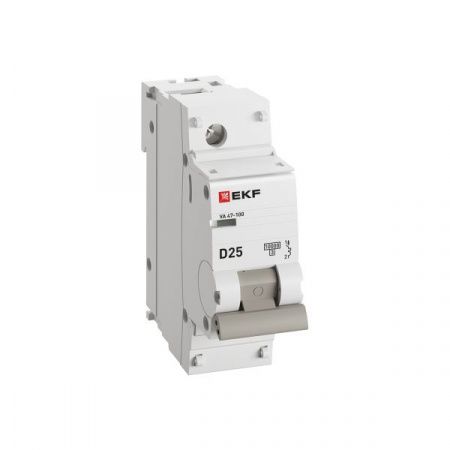 Выкл. автомат.  1П  25А  хар-ка D  10кА  EKF  PROxima  FВА 47-100,   mcb47100-1-25D-pro