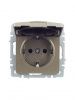 BRITE Розетка 1-местная с заземлением с защитными шторками и крышкой 16А IP20 РСбш10-3-БрШ шампань IEK