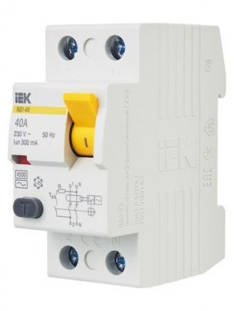 Выключатель дифференциальный (УЗО) ВД1-63 2Р 40А 300мА IEK