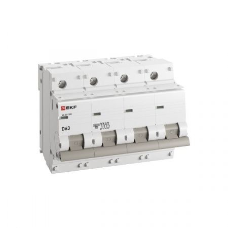 Автоматический выключатель 4P  63А (D) 10kA ВА 47-100 EKF PROxima
