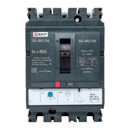 Выключатель автоматический ВА-99C 100/80А 3P 35кА EKF