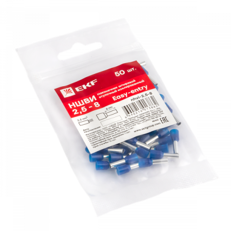 Наконечник штыревой втулочный изолированный НШвИ 2,5-8 (50шт.) EKF PROxima