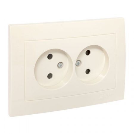 Валенсия розетка 2-местная б/з 10А кремовая с защ. штор. EKF PROxima
