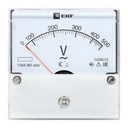 Вольтметр VMA-801 аналоговый на панель (80x80) круглый вырез 500В прямое подкл. EKF PROxima