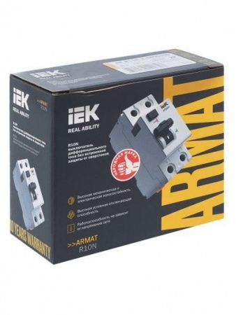 ARMAT Выключатель дифференциального тока R10N 2P 40А 100мА тип AC IEK