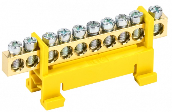 Шина PE "земля" на DIN-изоляторе типа "Стойка" ШНИ-6х9-10-С-Ж IEK