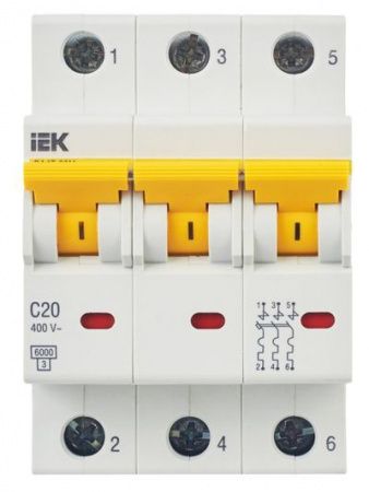 KARAT Автоматический выключатель ВА47-60M 3P C 20А 6кА IEK