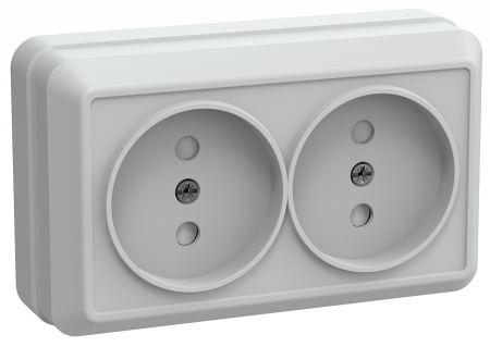 OKTAVA Розетка 2-местная без заземления с защитными шторками для открытой установки 10А РСш22-2-ОБ белый GENERICA